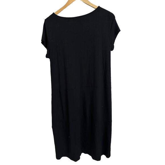 Eileen Fisher jersey tee short sleeve black‎ dress size Medium #F5VF - Picture 5 of 5